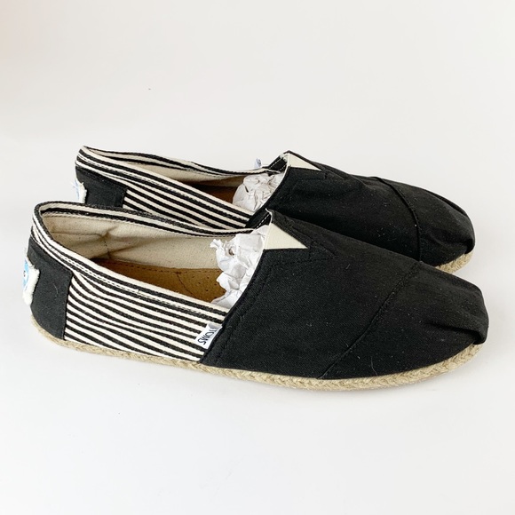 Toms Other - NWOT TOMS black  stripe rope sole slip ons